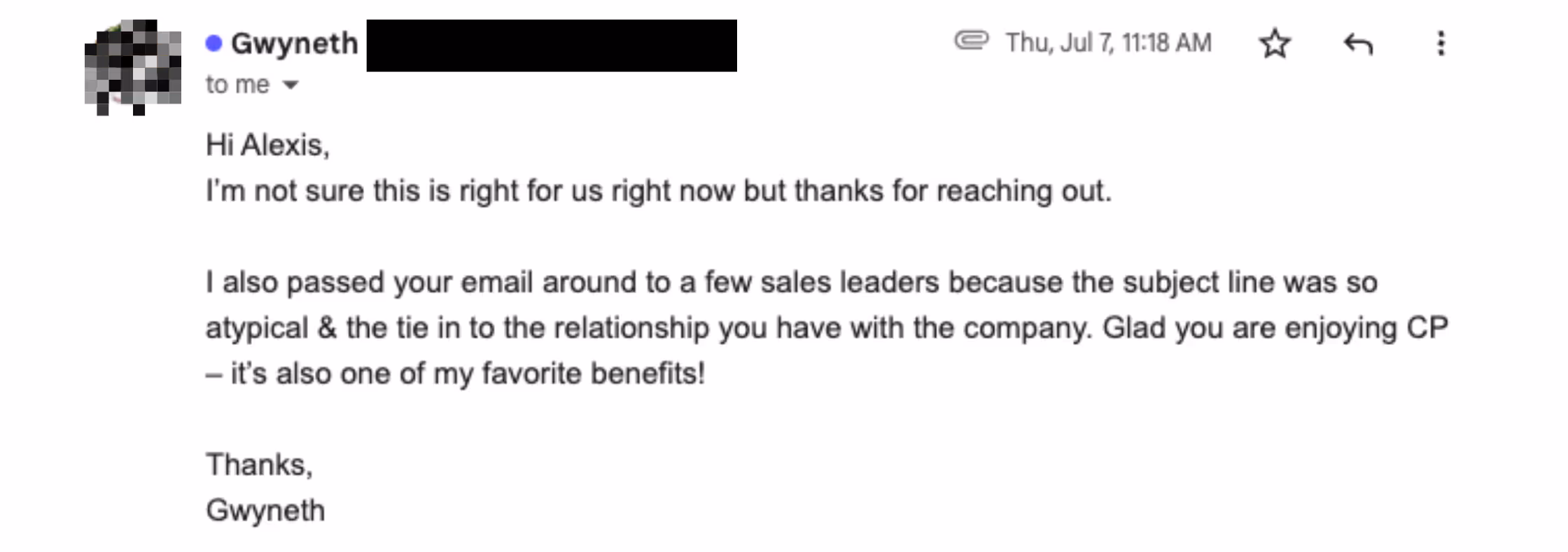 Reply to the original personalized email. It didn't result in a meeting but the email was so impressive the prospect shared it around her organization.